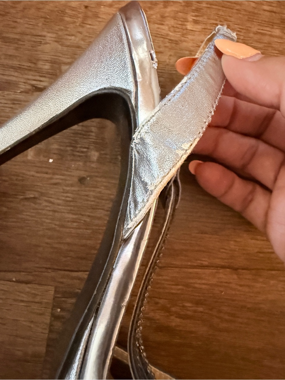 Caparros Silver Rhinestone Slingback Heels - Picture 5 of 9